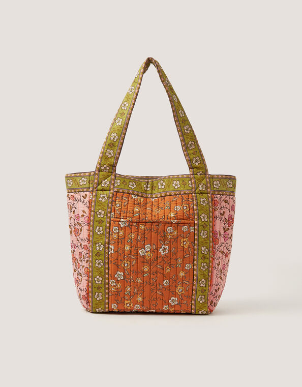 Ines Floral Patchwork Quilted Tote Bag, , large