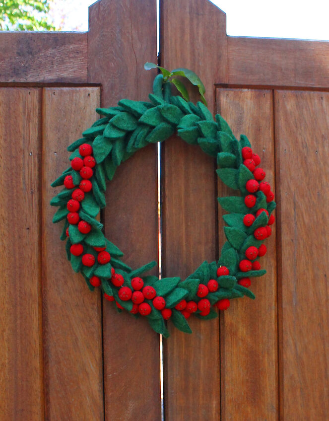Fiona Walker Felt Berry & Leaves Christmas Wreath, , large