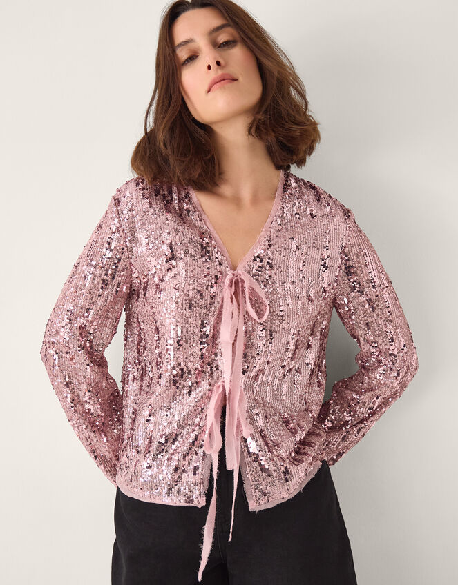 Tabi Tie Sequin Jacket, Pink (PINK), large