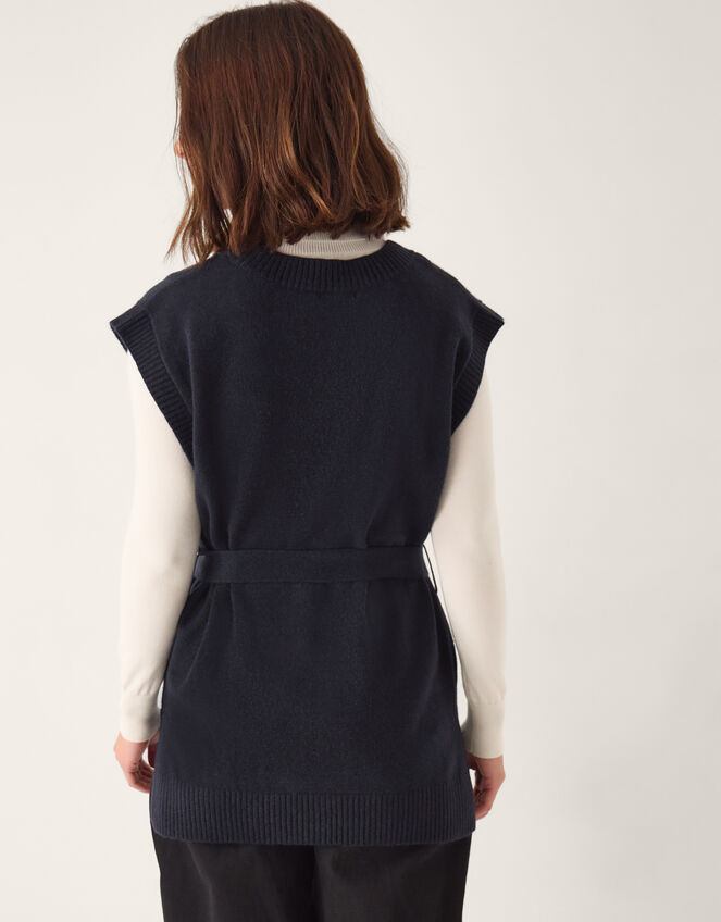 Cohen Tie Waist Cable Knit Vest, Blue (NAVY), large