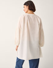 Milly Slouchy Embroidered Top, Ivory (IVORY), large