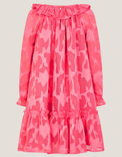 Floral Burnout Long Sleeve Dress, Pink (PINK), large