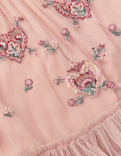 Embellished Heart Long Sleeve Dress, Pink (PINK), large