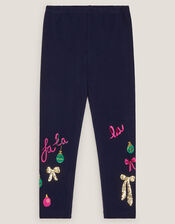 Christmas Sequin Leggings, Blue (NAVY), large