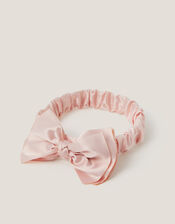Satin Bow Bando Headband, Pink (DUSKY PINK), large