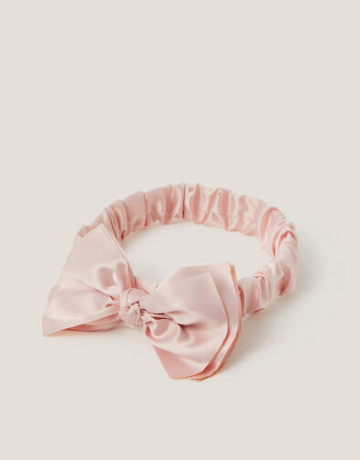 Satin Bow Bando Headband, Pink (DUSKY PINK), large