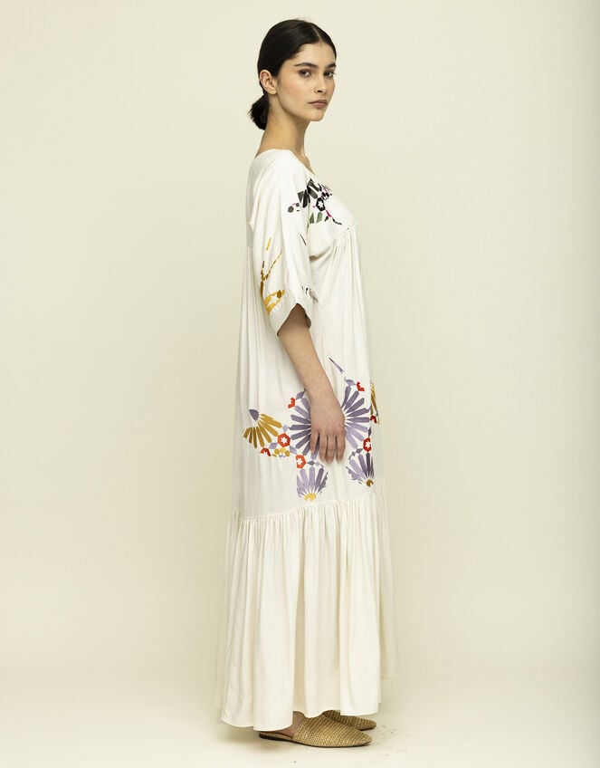 Tallulah & Hope Zoe Embroidered Maxi Dress, Camel (OATMEAL), large