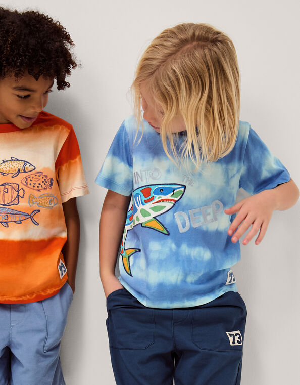 Shark Tie-Dye T-Shirt, Blue (BLUE), large