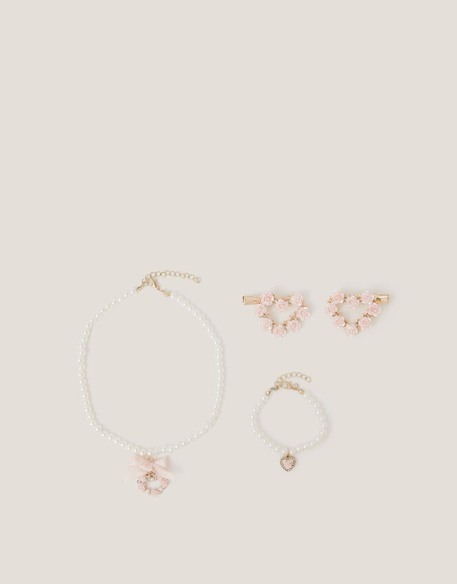 Rose Heart Hair Clips & Jewellery Set, , large