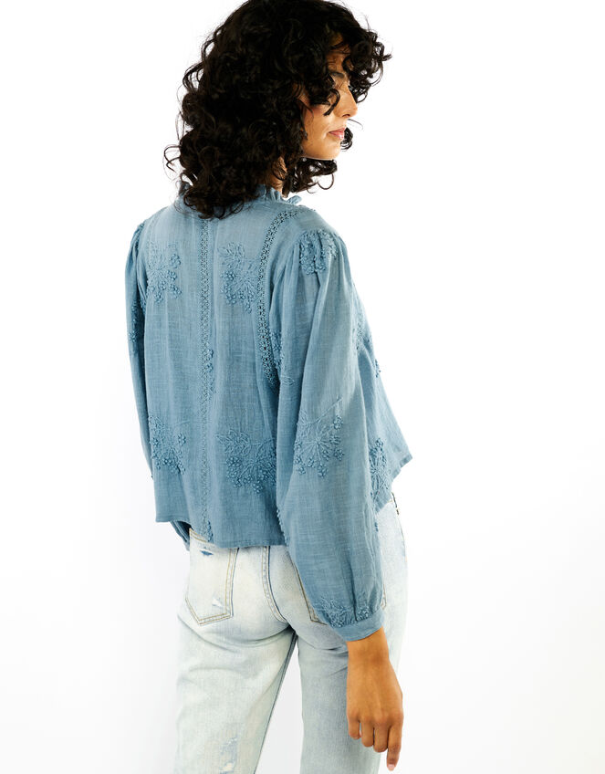 Wild Teresa Embroidered Blouse, Blue (BLUE), large