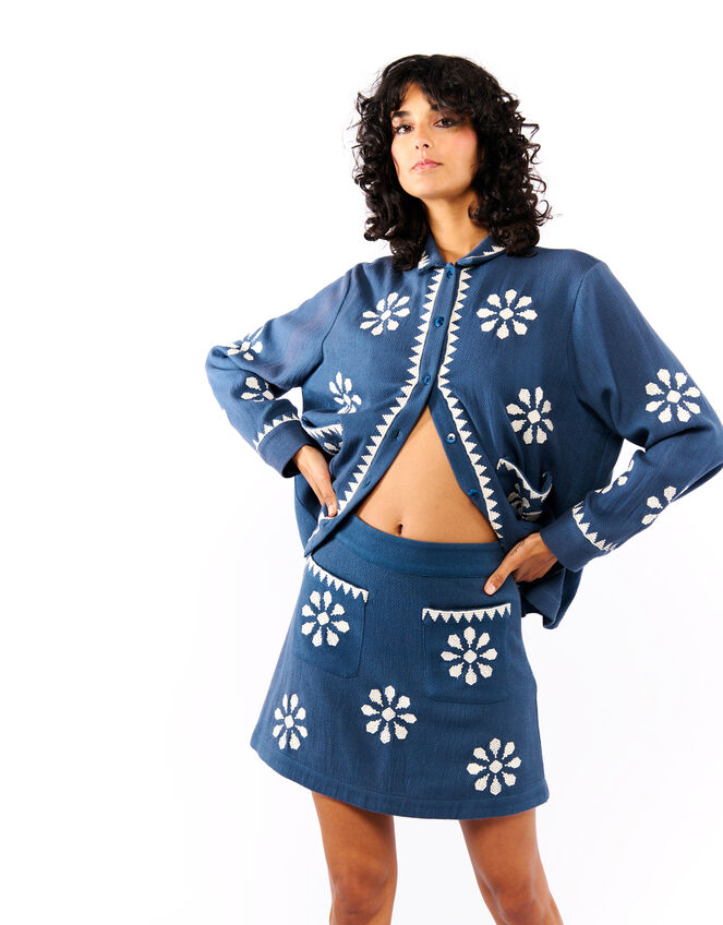 Wild Nona Woven Mini Skirt, Blue (BLUE), large