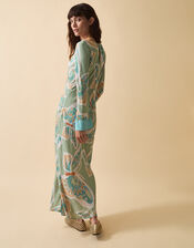 Clemence Aurelie Butterfly Long Sleeve Maxi Dress, Green (SAGE), large