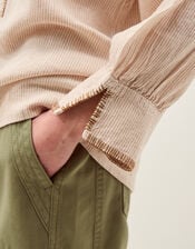 Frida Stripe Linen-Blend Top, Natural (NATURAL), large