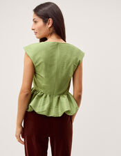 Dahlia Sleeveless Peplum Top, Green (PALE GREEN), large