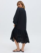 Raffya Olivia Embroidered Midi Dress, Black (BLACK), large