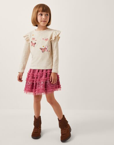 Sequin Butterfly Top & Tulle Skirt Set, Pink (PINK), large