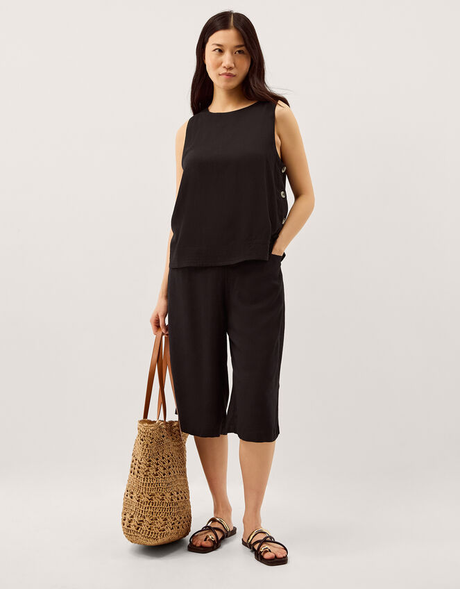 Lucy Linen Blend Tank Top, Black (BLACK), large