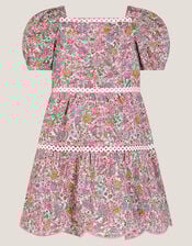 Baby Broderie Floral Puff-Sleeve Dress, Pink (PINK), large