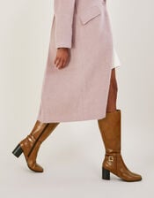70s Long Leather Heeled Boots, Tan (TAN), large