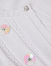 Sparkle Cable Knit Cardigan, Ivory (IVORY), large