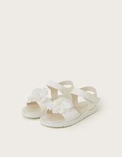 Corsage Flower Sandals, Ivory (IVORY), large
