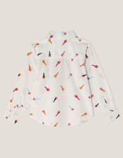 Rocket Print Shirt, White (WHITE), large