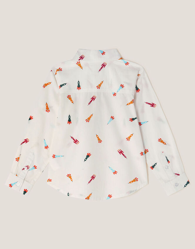 Rocket Print Shirt, White (WHITE), large