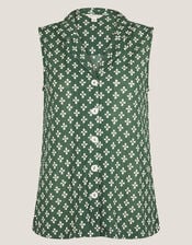 Daisey Geometric Sleeveless Top, Green (KHAKI), large