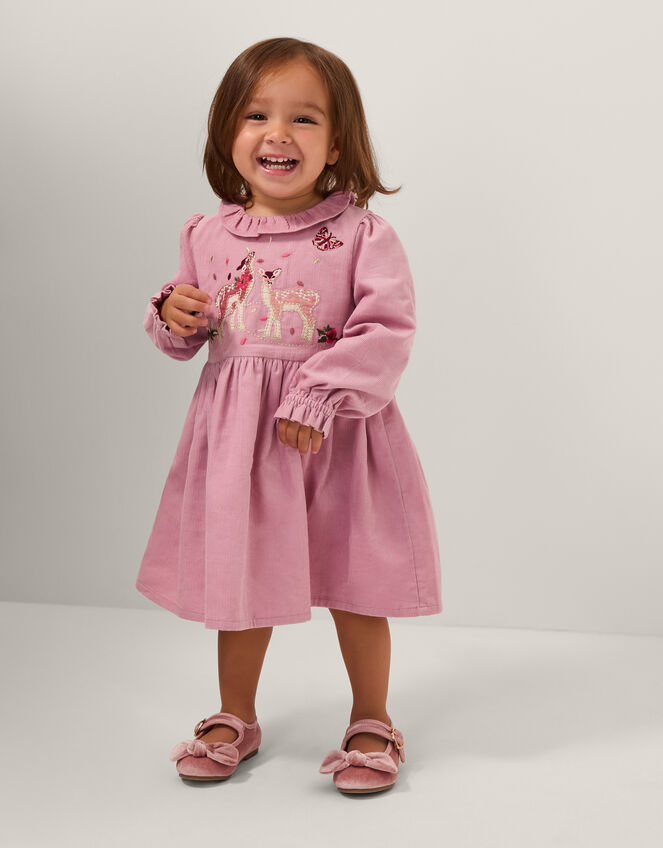 Baby Felicity Embroidered Corduroy Dress, Pink (PINK), large