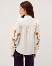 Emmy Embroidered Long Sleeve Top, White (WHITE), large
