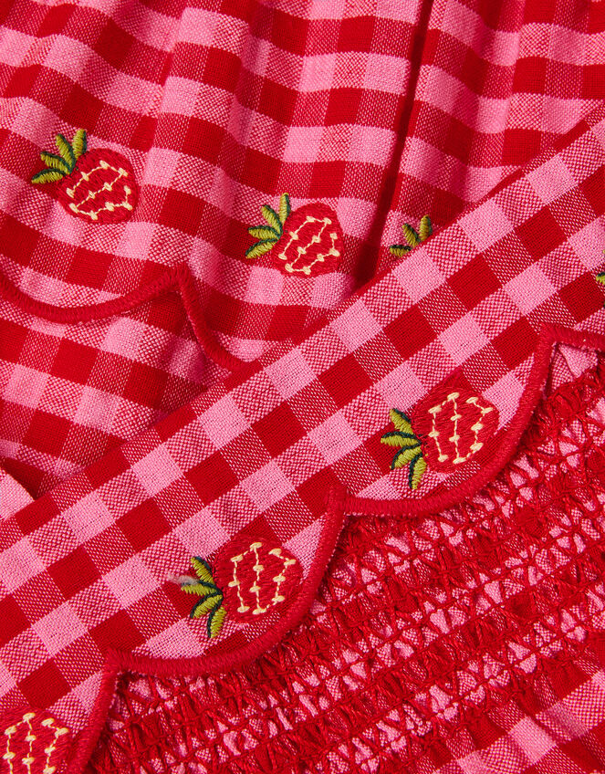 Strawberry Gingham Top & Skirt Set, Red (RED), large