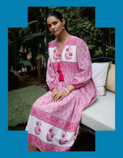 Dilli Grey Jackie Floral Tunic Midi Dress, Pink (PINK), large