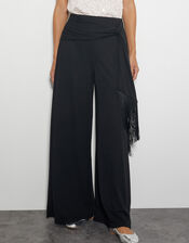 Tanya Tassel Wide Leg Trousers, Black (BLACK), large