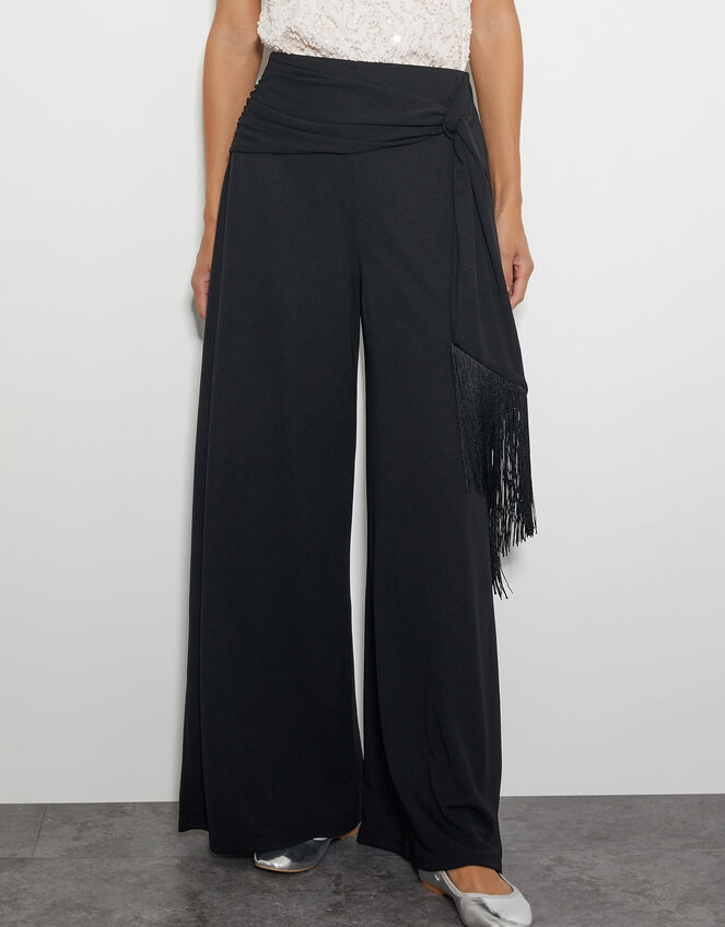 Tanya Tassel Wide Leg Trousers, Black (BLACK), large