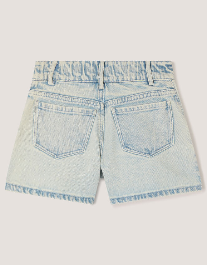 Sequin Flower Denim Shorts , Blue (BLUE), large