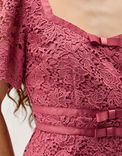 Regina Short Sleeve Lace Midi Dress, Pink (ROSE), large