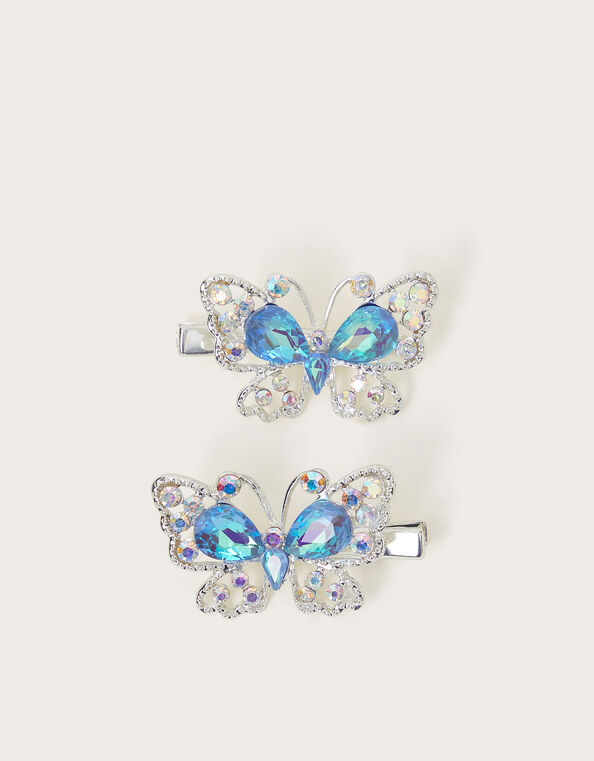 2-Pack Gemstone Butterfly Hair Clips, , large
