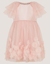 Baby Eden Appliqu&eacute; Rose Tulle Dress, Pink (PINK), large