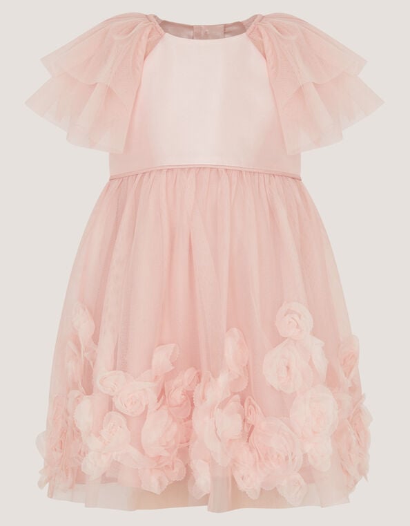 Baby Eden Appliqu&eacute; Rose Tulle Dress, Pink (PINK), large