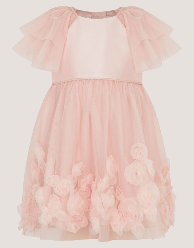 Baby Eden Appliqu&eacute; Rose Tulle Dress, Pink (PINK), large
