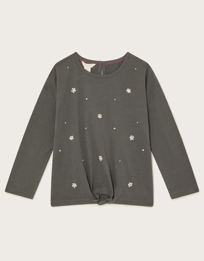 Embellished Long Sleeve Top, Grey (GREY), large