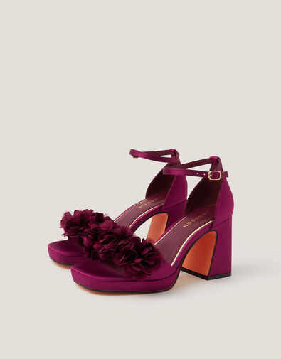 Mindy Floral Platform Sandals, Red (BURGUNDY), large