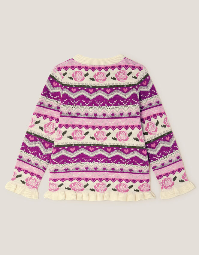 Floral Fair Isle Cardigan, Pink (PINK), large