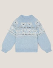 Sparkle Heart Jumper, Blue (BLUE), large