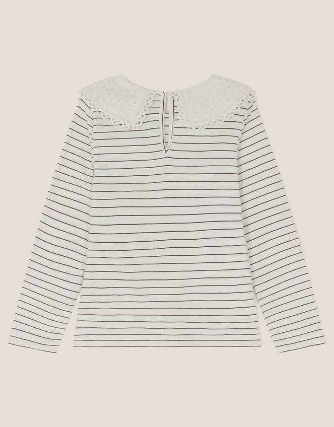 Jewel Stripe Collar Top, Ivory (IVORY), large