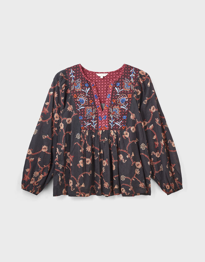 East Elenie Embroidered Floral Blouse, Black (BLACK), large