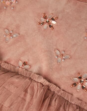 Embellished Tulle Tiered Velour Top, Pink (PINK), large