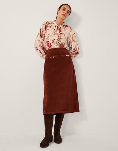 Lana Suedette Midi Skirt, Red (BURGUNDY), large