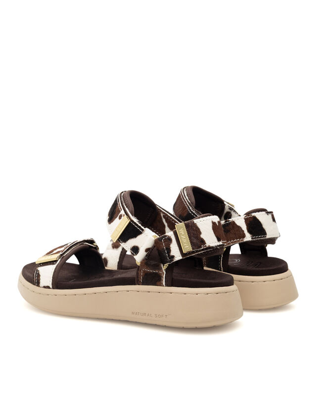 Woden Line Cow Print Sandals, Multi (MULTI), large