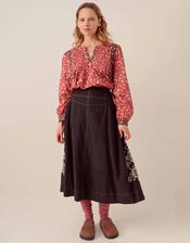 East Darney Pintuck Floral Blouse, Red (BERRY), large